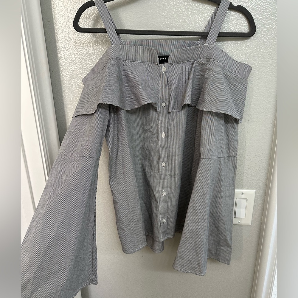 Off the shoulder button down top